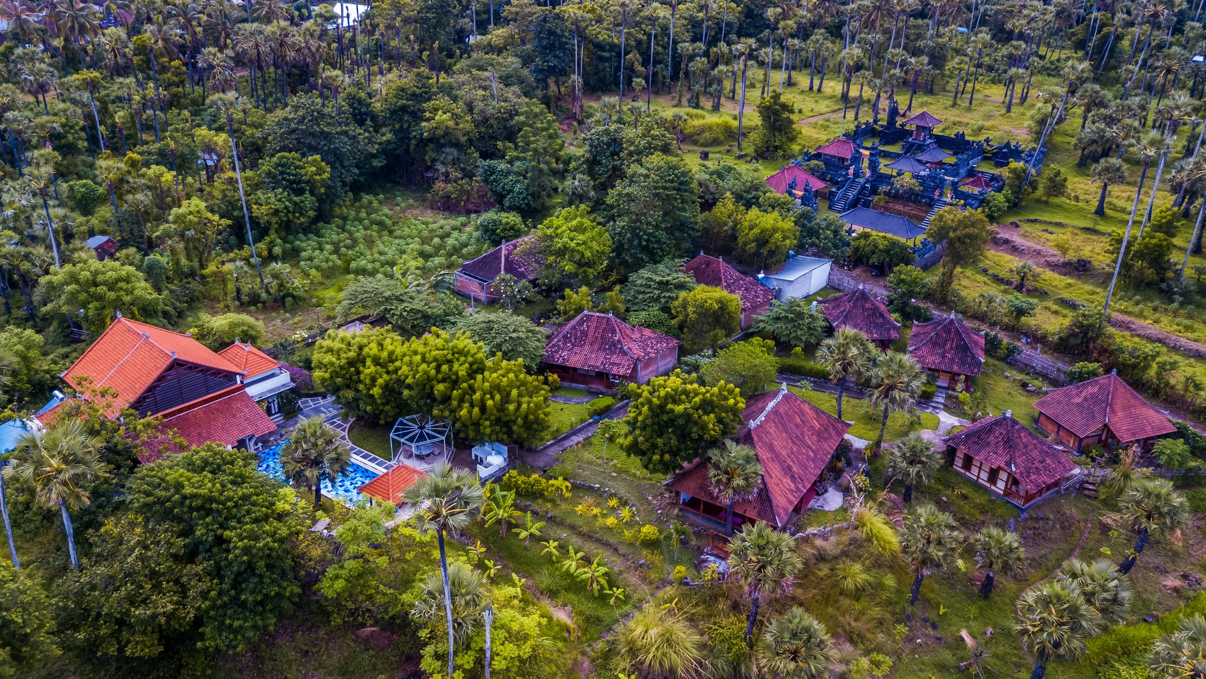 For Sale - Beautiful resort   with a view of the Agung mountain and jungle available with legal entity ( PT. PMA ) in Amed