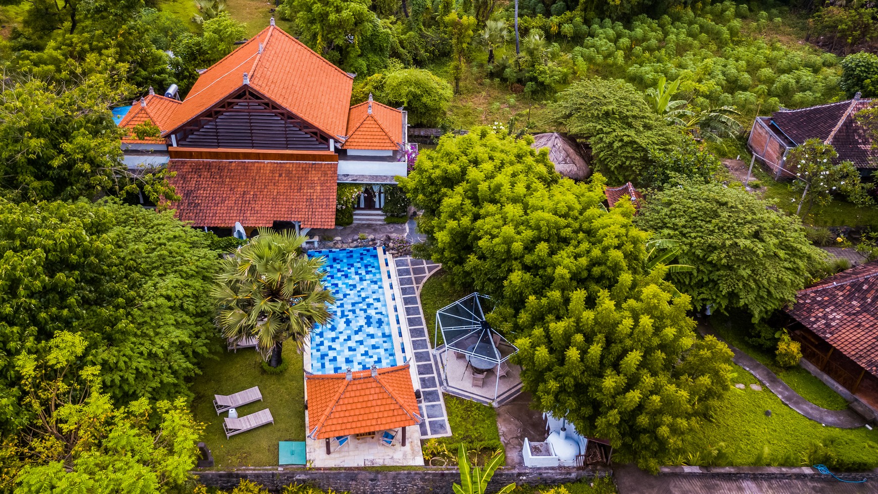 For Sale - Beautiful resort   with a view of the Agung mountain and jungle available with legal entity ( PT. PMA ) in Amed