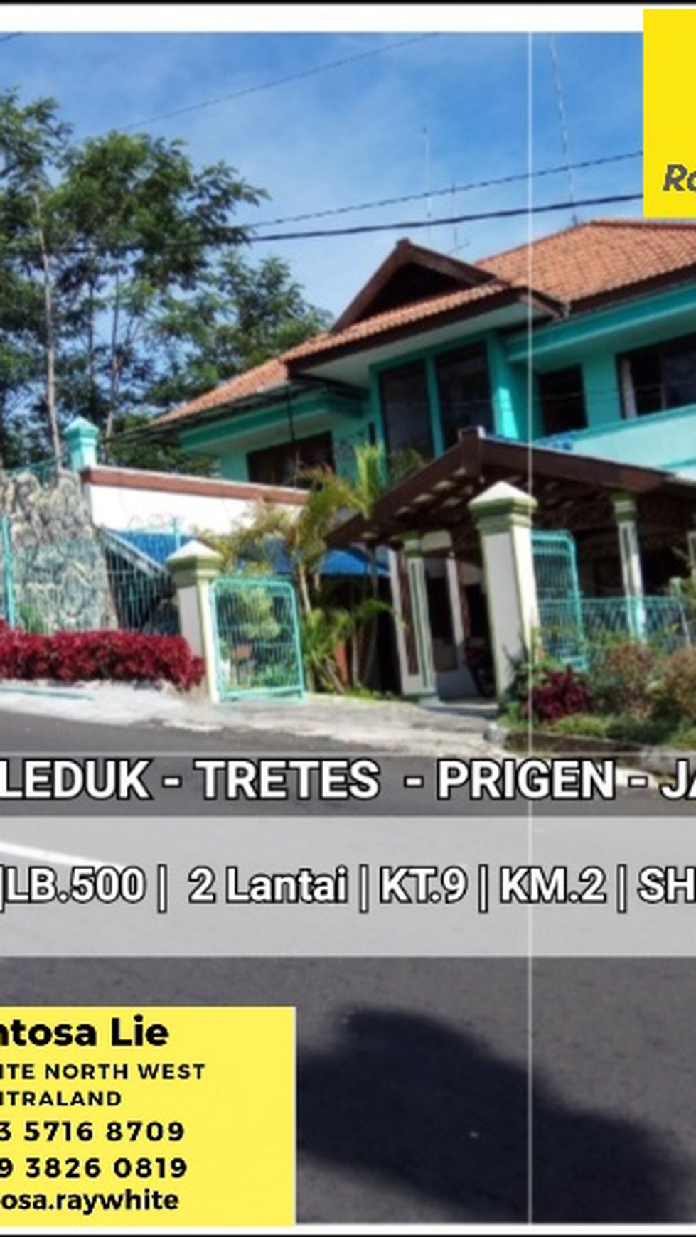 Villa Leduk Tretes Prigen Pandaan JATIM -Luas 450 m2 -  9 K.Tidur - 2 Lantai - SHM