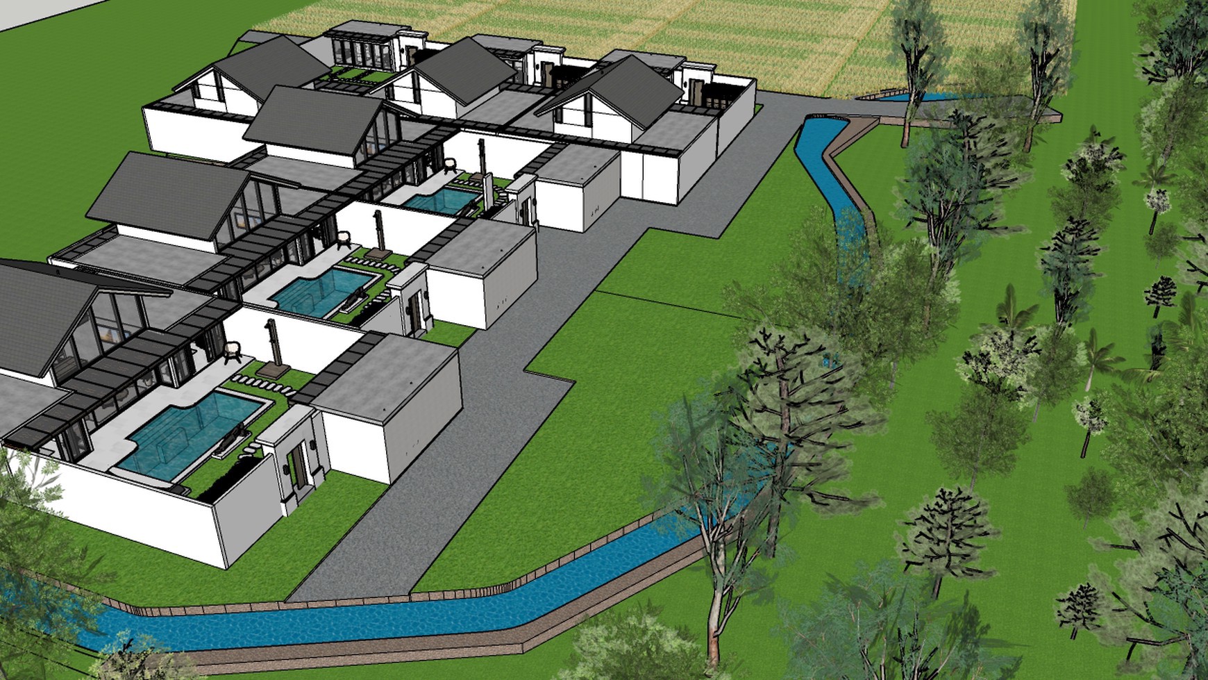 For Sale Leasehold - Brand new villa complex in quiet spot Raya Semer Bali - 4 bedrooms ( 2 bedrooms + 1 external + 1 loft )