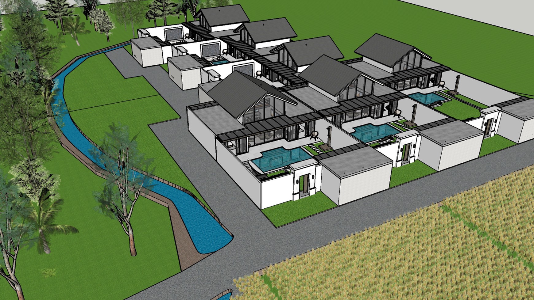 For Sale Leasehold - Brand new villa complex in quiet spot Raya Semer Bali - 4 bedrooms ( 2 bedrooms + 1 external + 1 loft )