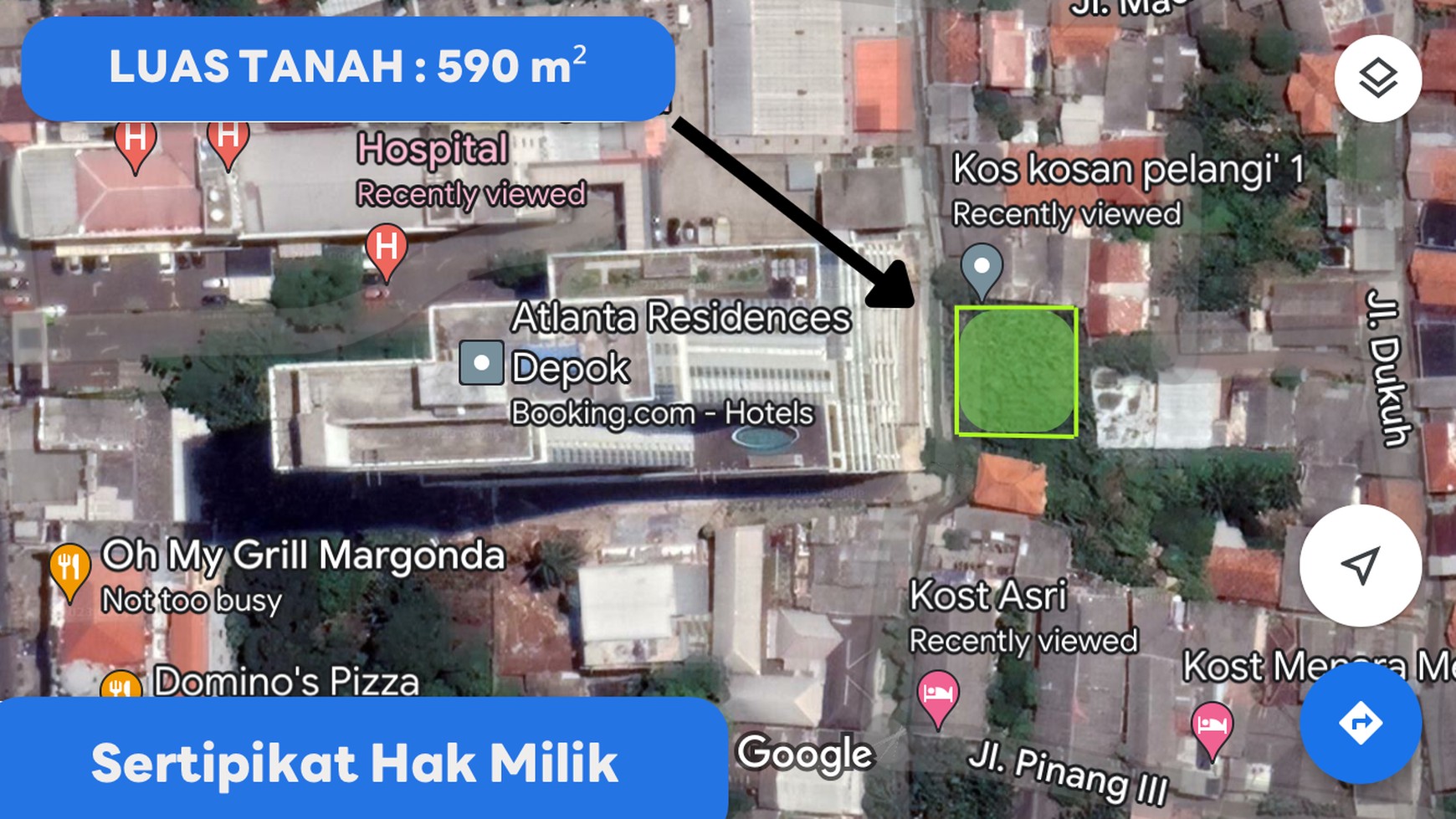 DIJUAL SEBIDANG TANAH DI MARGONDA, DEPOK 