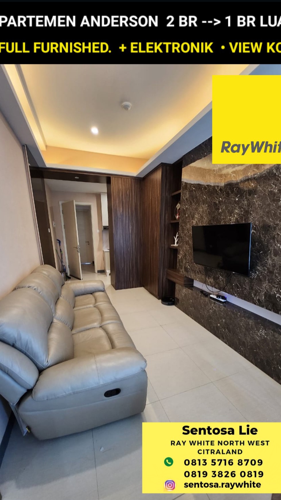 Apartemen Benson 2 BR Renov Jadi 1 BR JUMBO Full Furnished Modern Mewah Akses Pakuwon Mall