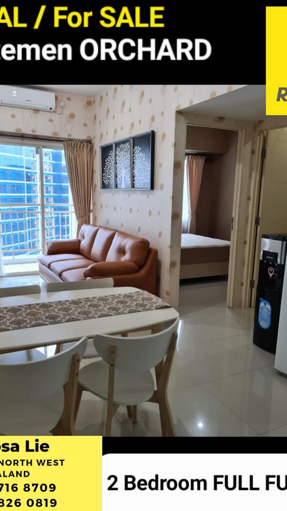 Apartemen Orchard Mansion 2 Bedroom FULL FURNISHED Lantai 30 , Akses Pakuwon Mall - TerMURAH Cantik Siap Huni