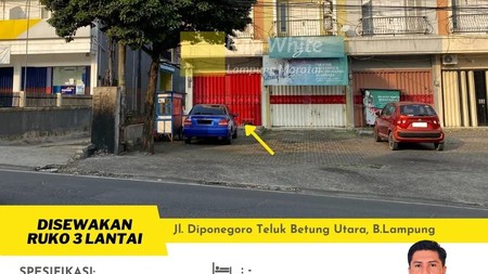 Ruko 3 Lantai di Jalan Diponegoro Teluk Betung