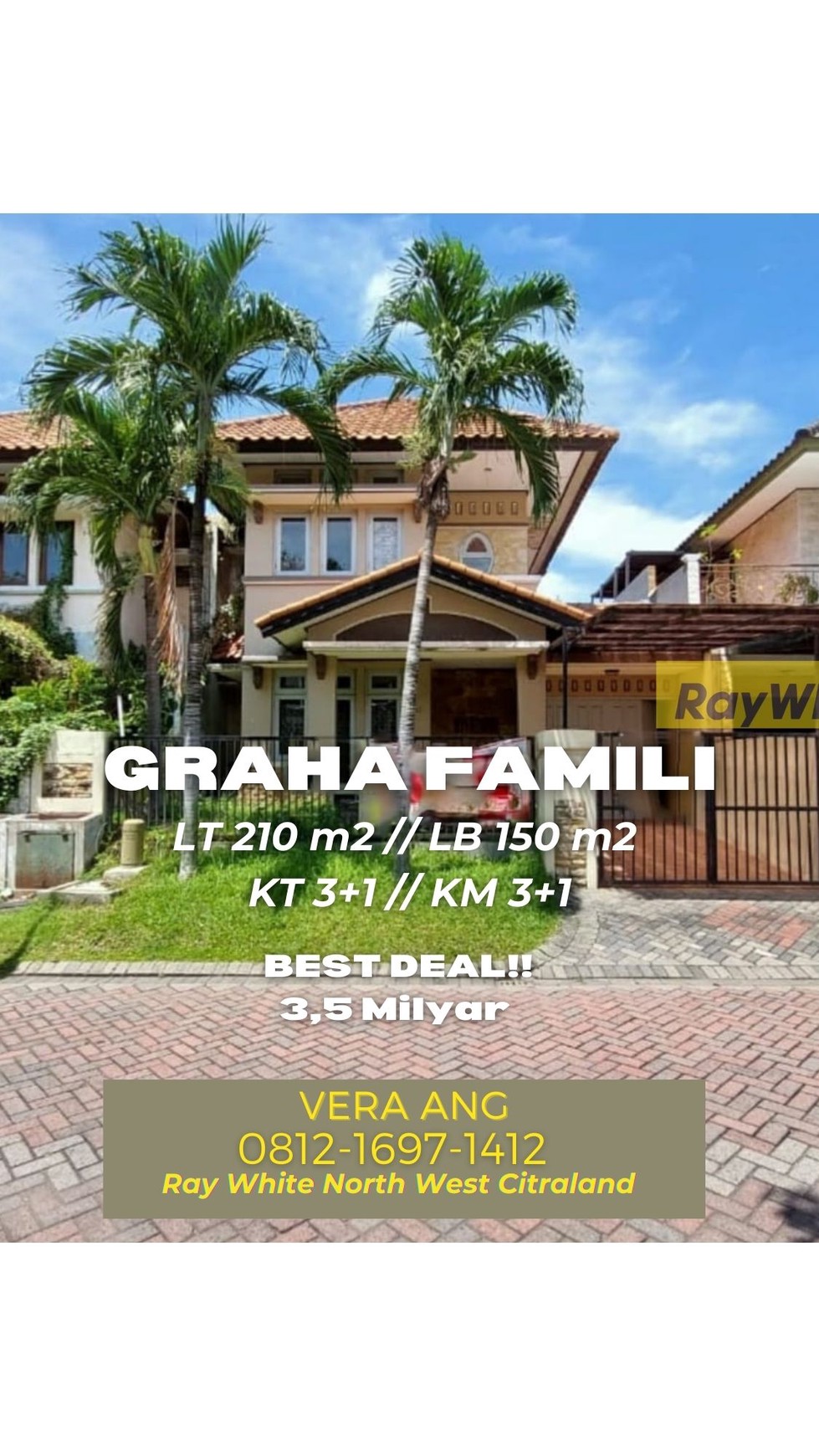 Termurah Graha Famili Luas 210 m2 cuma 3,5M