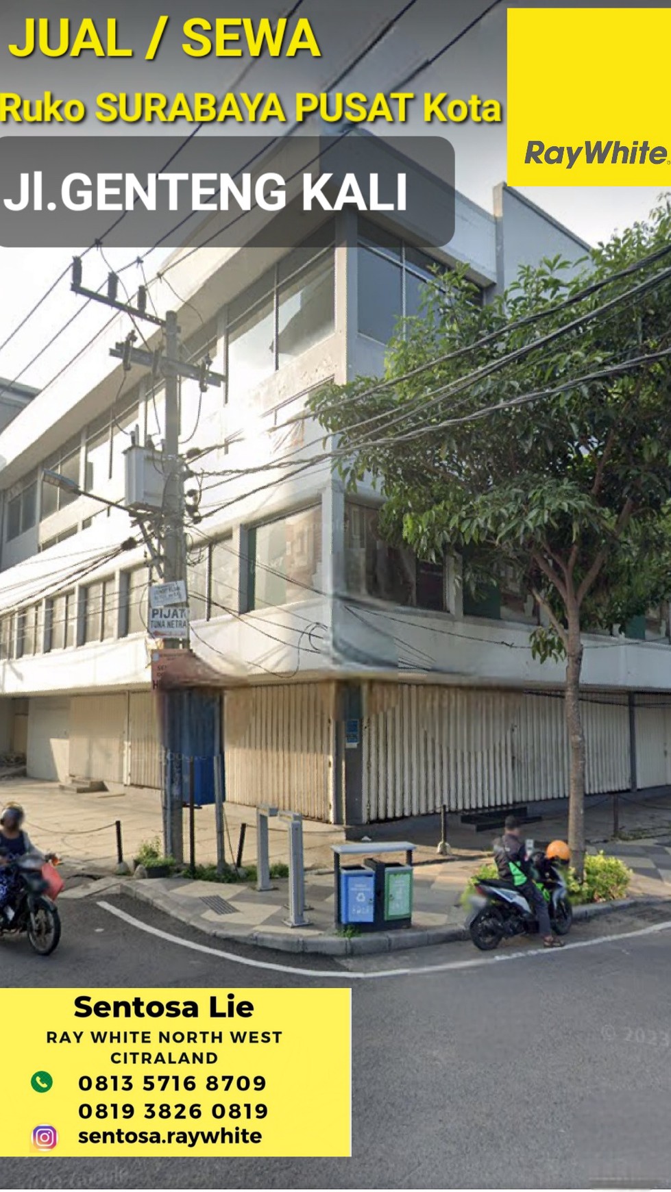 Dijual 837 m2 Gedung Ruko Surabaya Pusat kota - Jl.Genteng  Kali Plus Parkiran Mobil 12 Mobil Strategis Nol Jalan Raya Komersial Cocok buat Segala Usaha