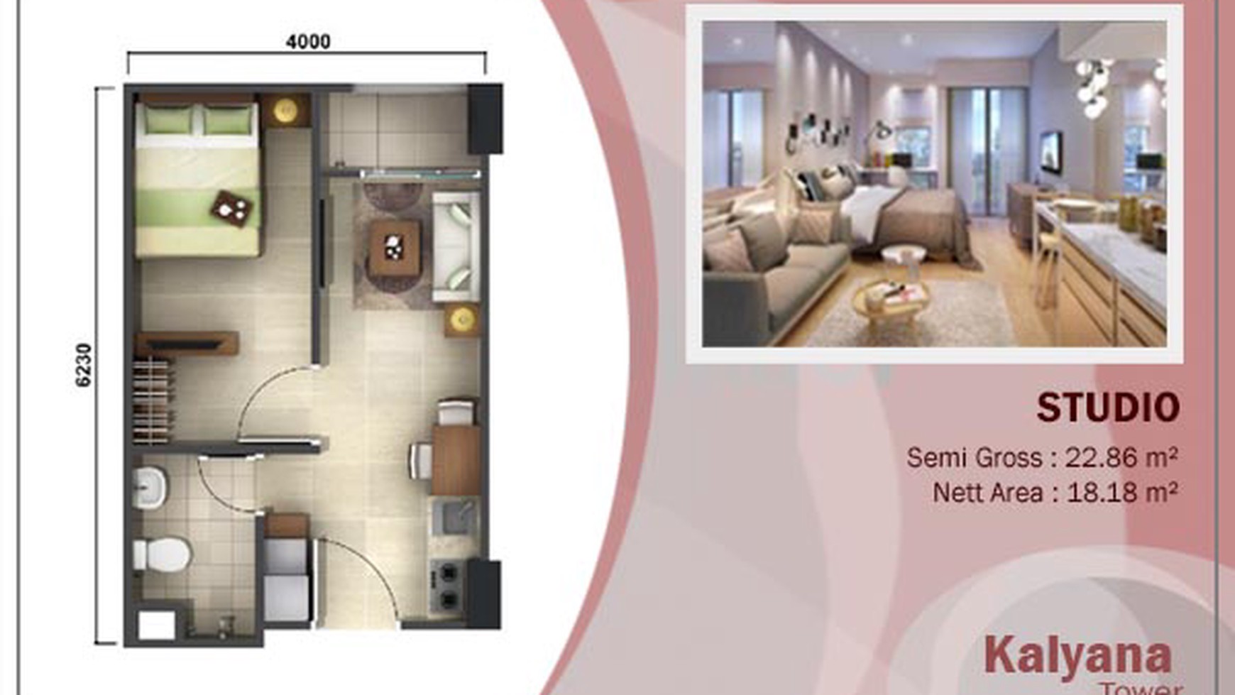 Apartemen Akasa Pure Living Serpong BSD View Pool, Studio, Tower Kalyana, Gandeng Boleh Beli Satuan