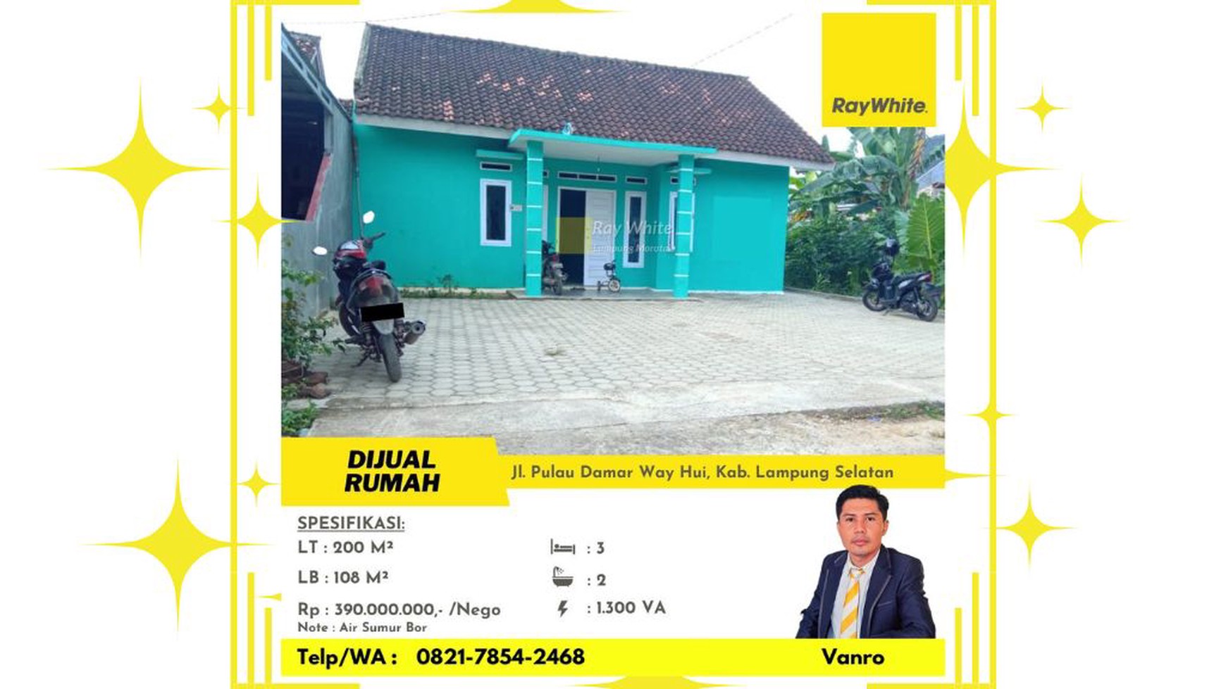 Rumah dengan Tanah 200m2 Jalan Pulau Damar Sukarame