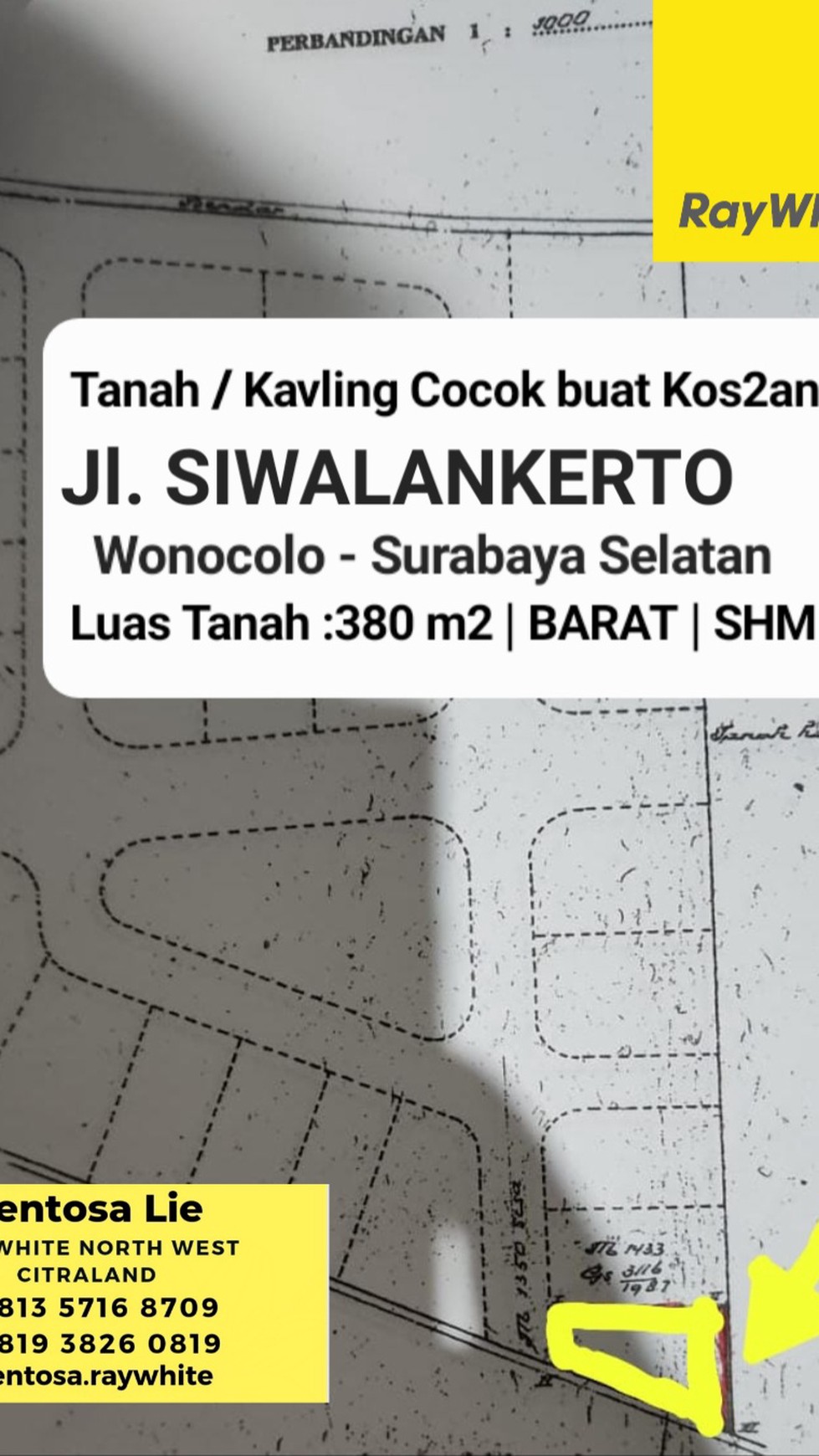 Tanah Kavling Jalan Siwalankerto - Luas 380 m2 Strategis Dekat UK Petra cocok buat Kos2-an , Segala Usaha