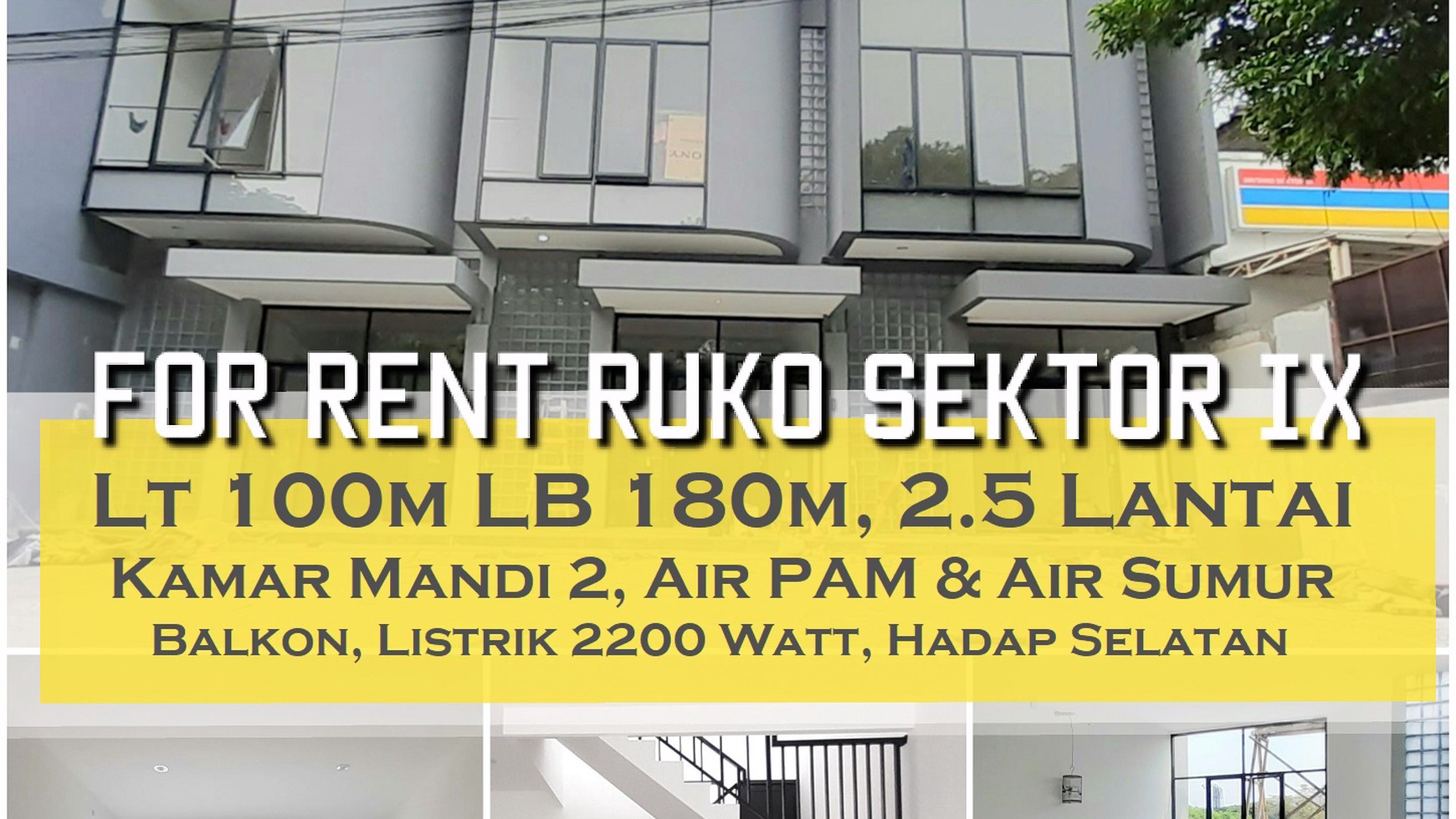 Ruko Brand New di Sektor IX Bintaro Jaya, Luas Tanah 100m, 2,5 Lantai Harga 180 Jt/Thn Nego