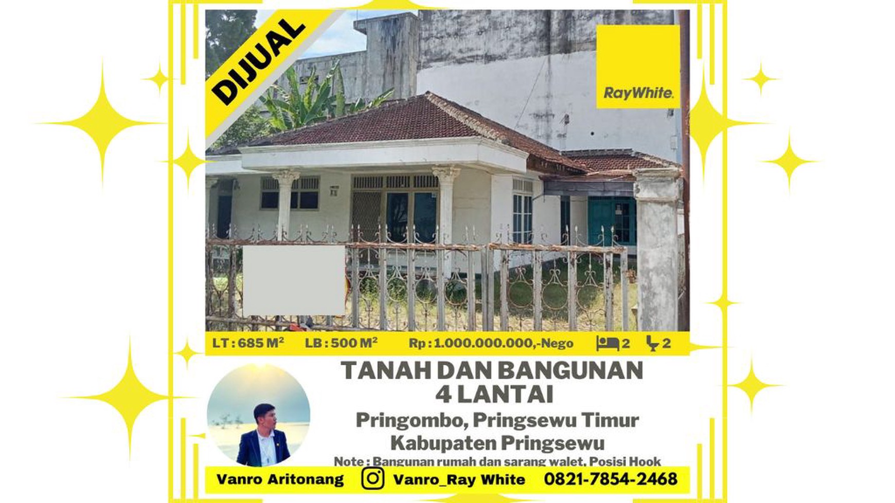 Rumah dan Rumah Walet 4 Lantai dijual Murah di Pringombo Pringsewu