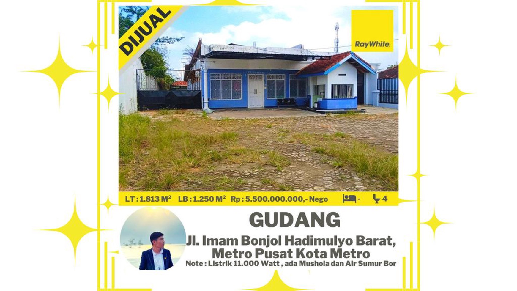 Gudang Kapasitas 1000m2 lebih di Metro Pusat