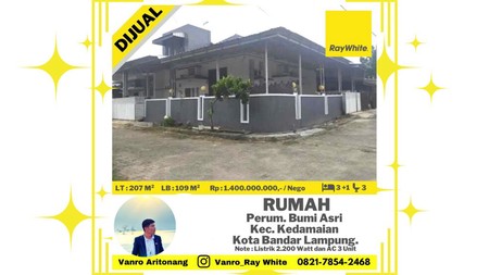 Rumah Hook Luas Tanah 207m2 di Perum Bumi Asri Kedamaian