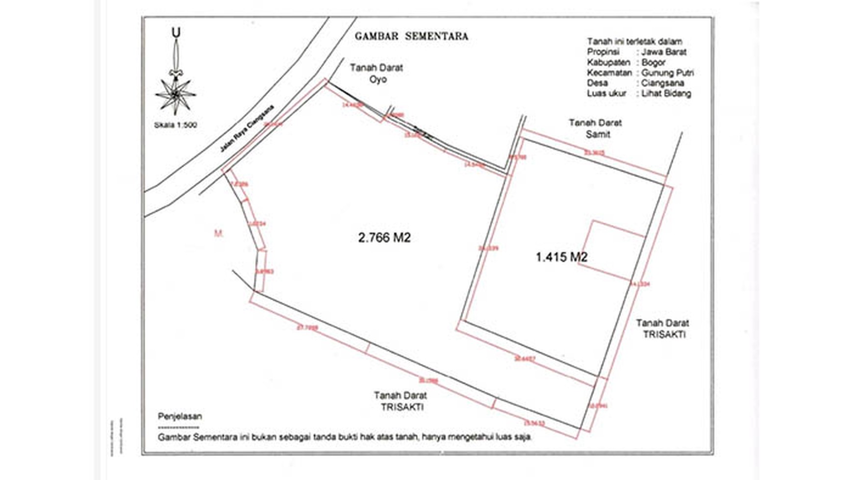 Tanah Raya Ciangsana, Cibubur Luas 4.181m2