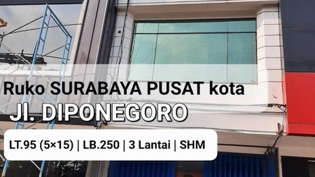 Dijual Ruko Surabaya Pusat Kota - Jalan Diponegoro - 3 Lantai + Parkir Luas - cocok buat Segala Usaha