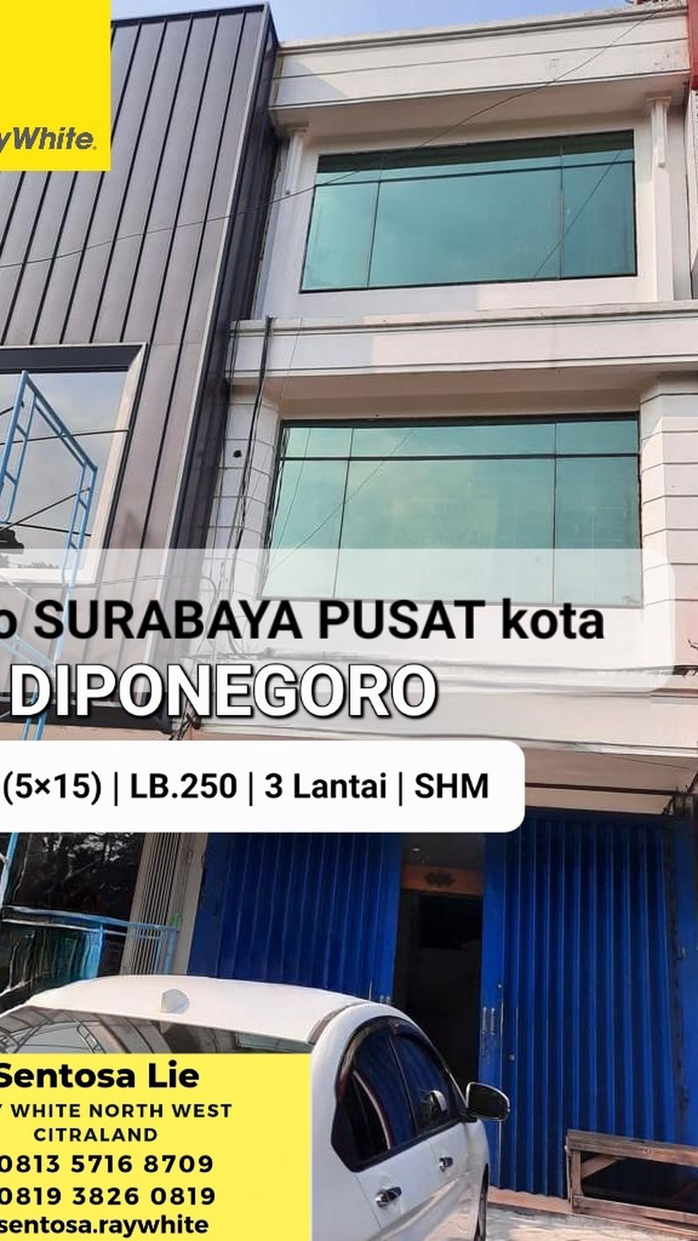 Dijual Ruko Surabaya Pusat Kota - Jalan Diponegoro - 3 Lantai + Parkir Luas - cocok buat Segala Usaha