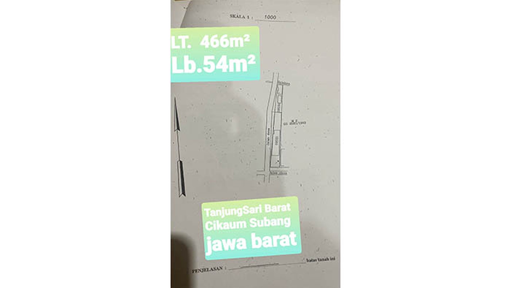 Ruang Usaha Ampera Tanjung Sari Barat, Cikaum, Subang 
Luas Tanah. 466m²