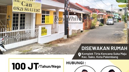 DISEWAKAN RUMAH KOMPLEK TIRTA KENCANA SAKO PALEMBANG 