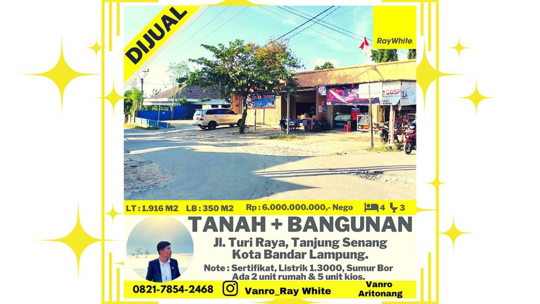 Tanah dan Bangunan Kios di Jalan Turi Raya Tanjung Senang