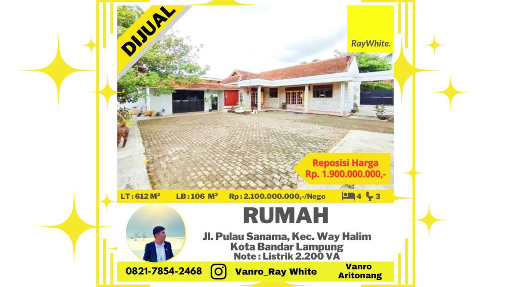 Rumah Nyaman Luas Tanah 612m2 di Way Halim