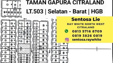 Tanah Taman Gapura Citraland Surabaya - RAYA KEMBAR - TerMURAH Rp.13 jt/m2