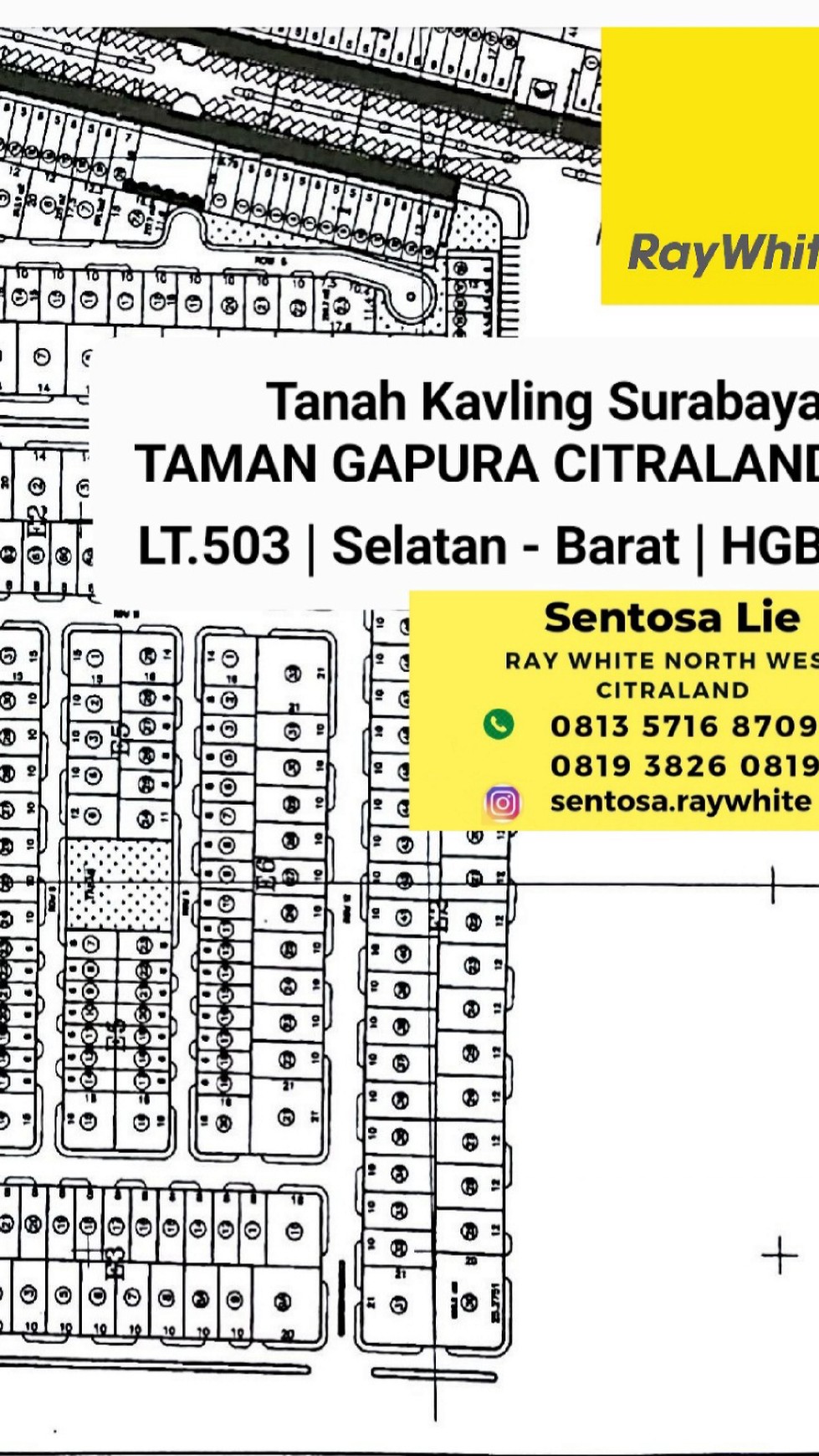 Tanah Taman Gapura Citraland Surabaya - RAYA KEMBAR - TerMURAH Rp.13 jt/m2