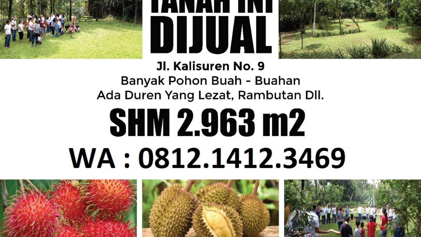 Tanah Kebun ada pohon buah, Harga Nego di Tajur Halang Bogor