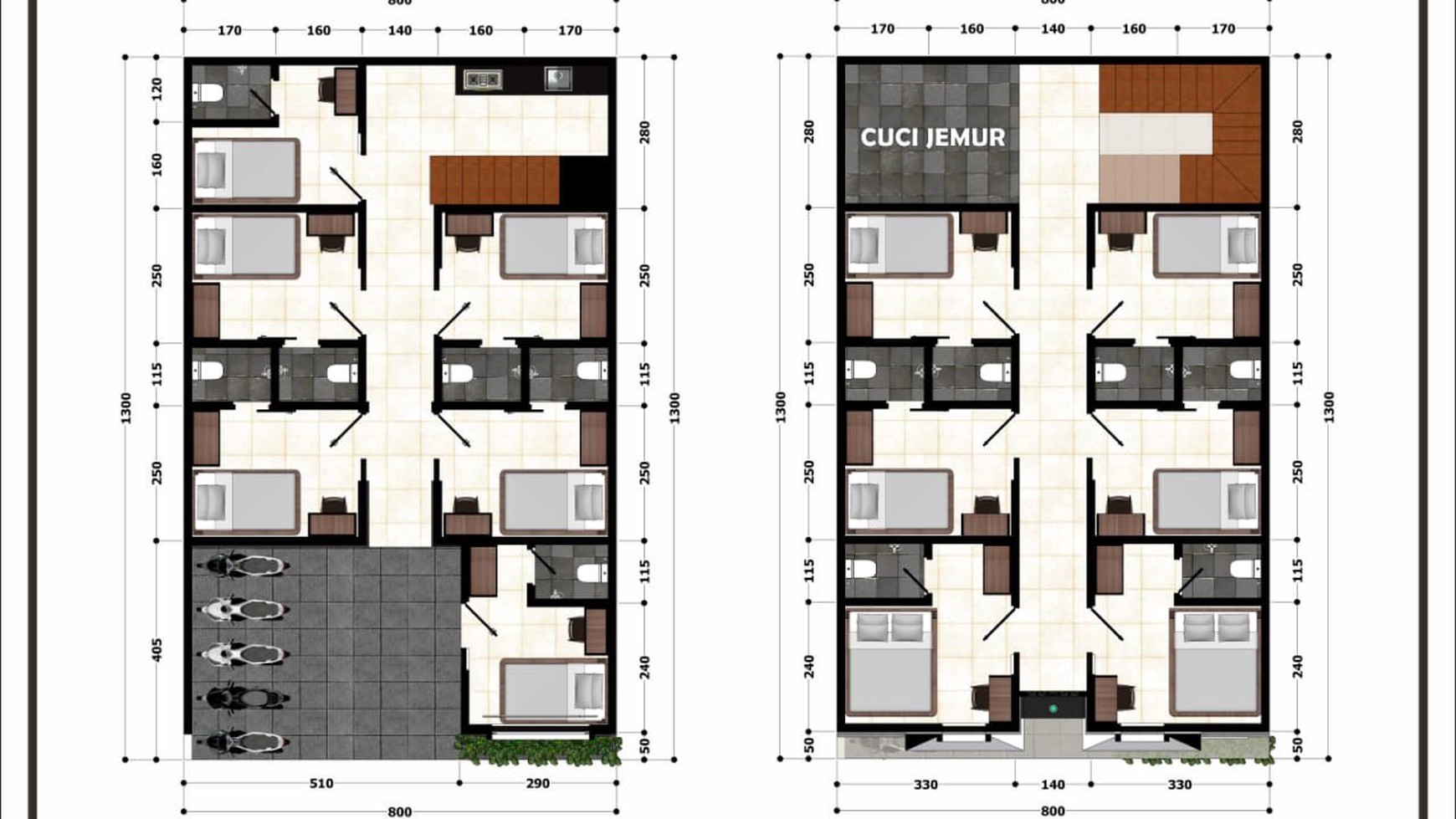 Rumah di Grand Royal Paka Residence Gunung Anyar Surabaya Timur, 2 Lantai, Rumah Kos dgn 12 Kamar Tidur (K.Mandi dalam), Baru Gress !!! - MG -