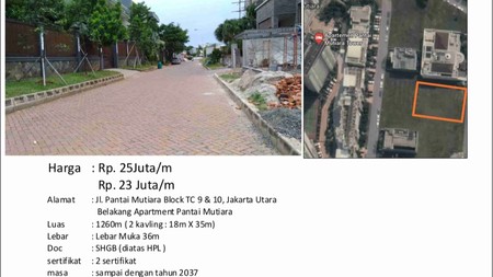 Lahan t1.2602  m2 di Pantai Mutiara Jakarta Utara