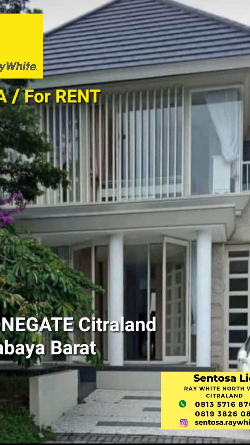 Disewakan Rumah Stonegate Citraland Surabaya SEMI Furnished 4+1 Kamar Tidur Dekat Universitas Ciputra 