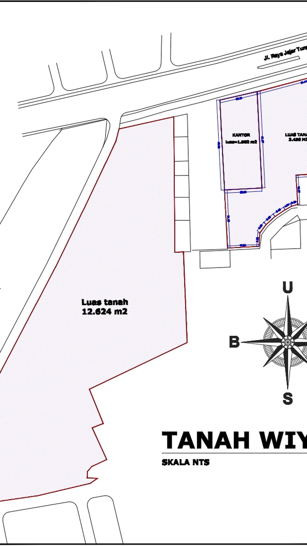 416. Dijual Tanah + Bangunan ex kantor di Jl Raya Wiyung Surabaya Barat