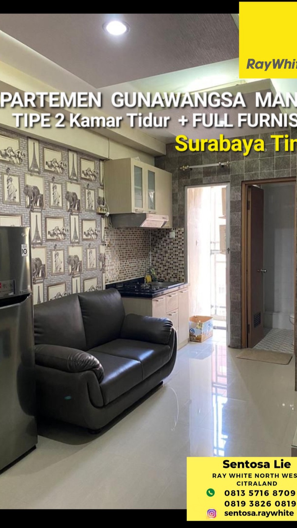 Dijual Apartemen Gunawangsa Manyar Surabaya Timur - 2 Bedroom FULL FURNISHED Modern New Baru