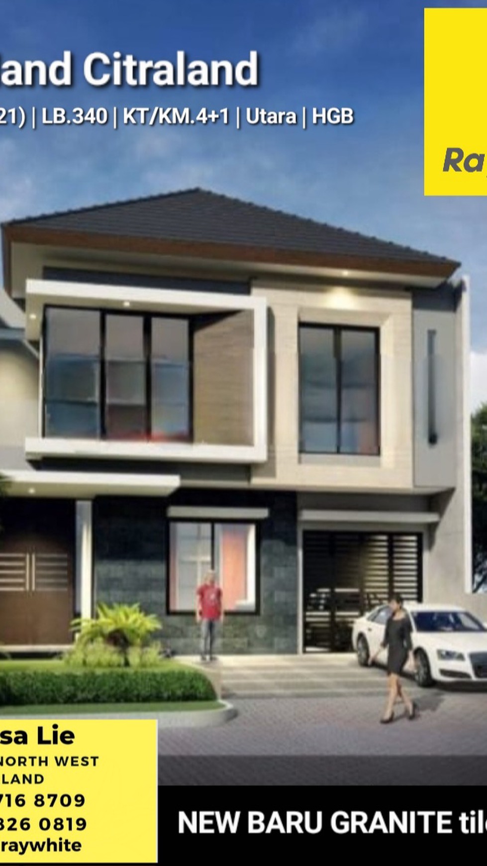 Dijual Rumah Baru Woodland Citraland Surabaya PREMIUM + GRANITE tile size 150 ÃƒÆ'- 75  Modern Mewah 2 Lantai