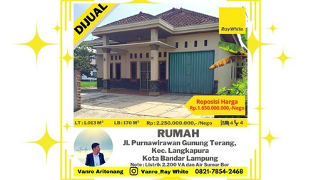 Rumah Murah Luas Tanah 1013 m2 di Gunung Terang Langkapura