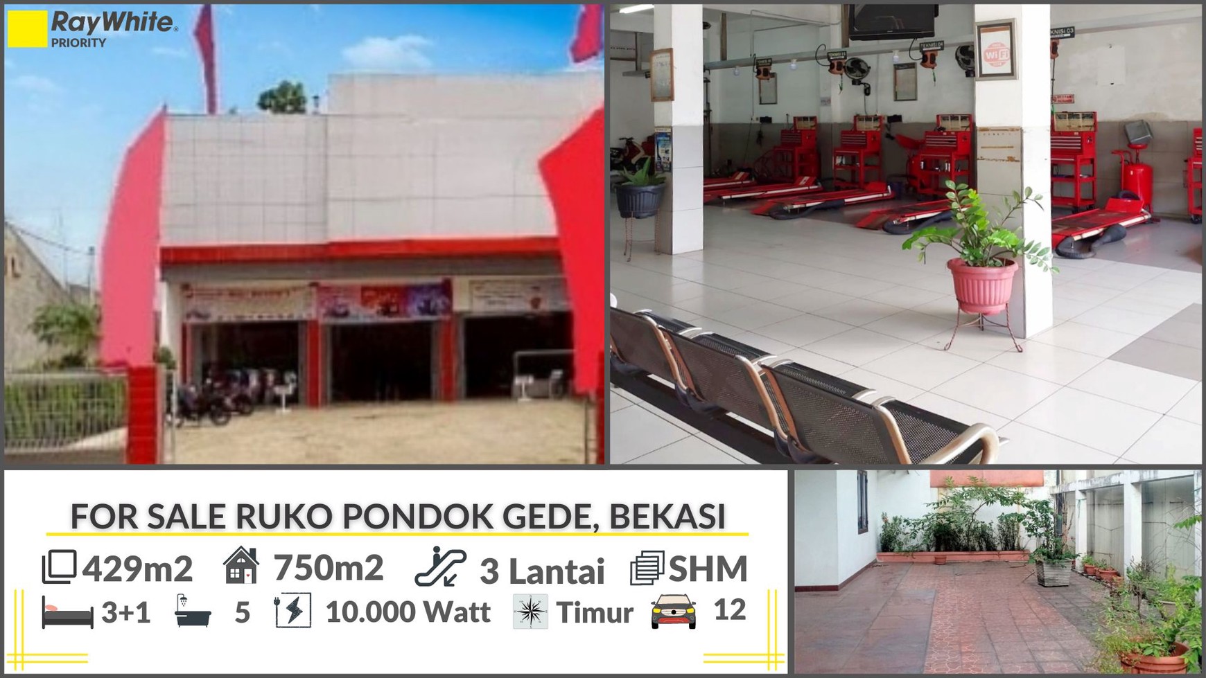 Ruko Komersial di Pondok Gede, Bekasi Luas 429m2 Harga 7M Nego