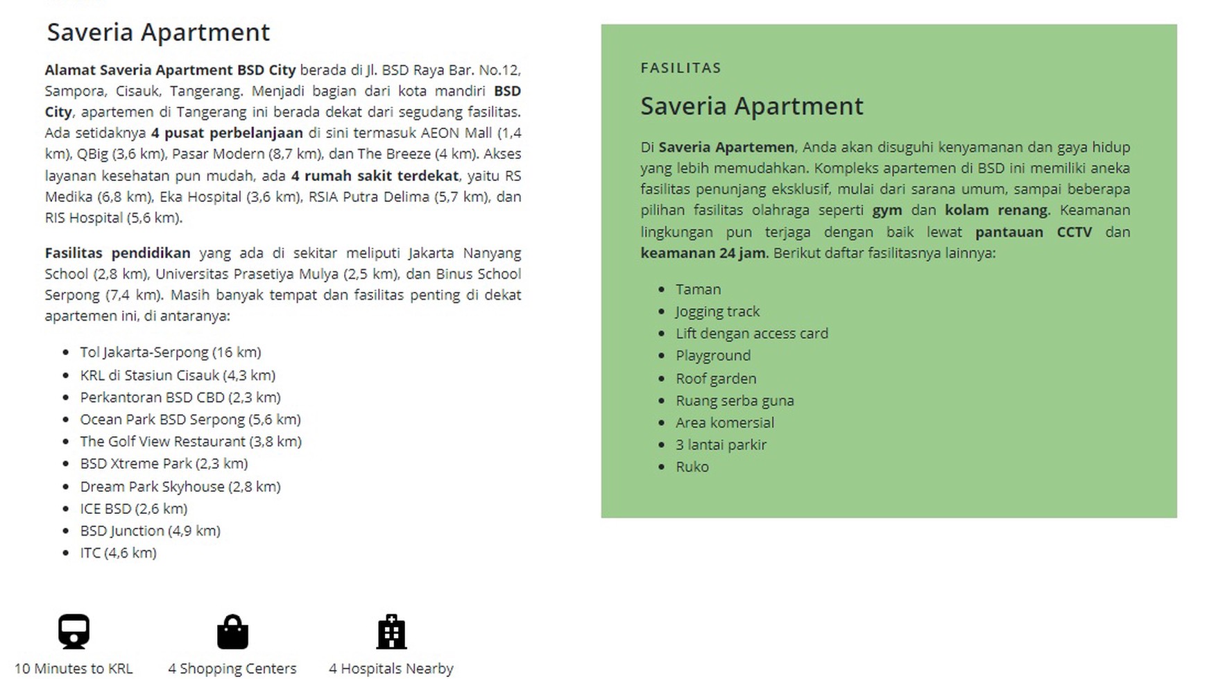 Apartement Murah, FULL Furnished, Saveria Apartment di BSD 