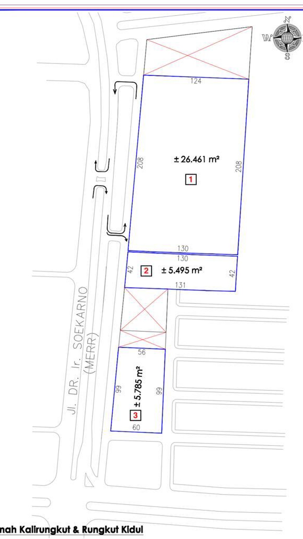 Dijual tanah komersial d surabaya Timur @ Jl. Ir. Soekarno  MERR