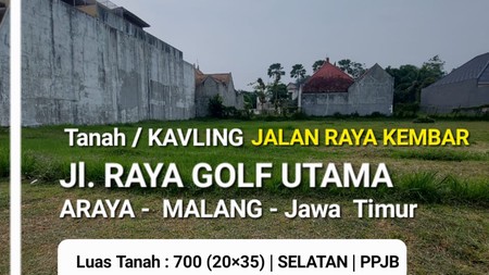 Dijual Tanah Kavling Raya Golf Utama Araya Malang Jatim - SPESIAL Row Jalan KEMBAR Utama  