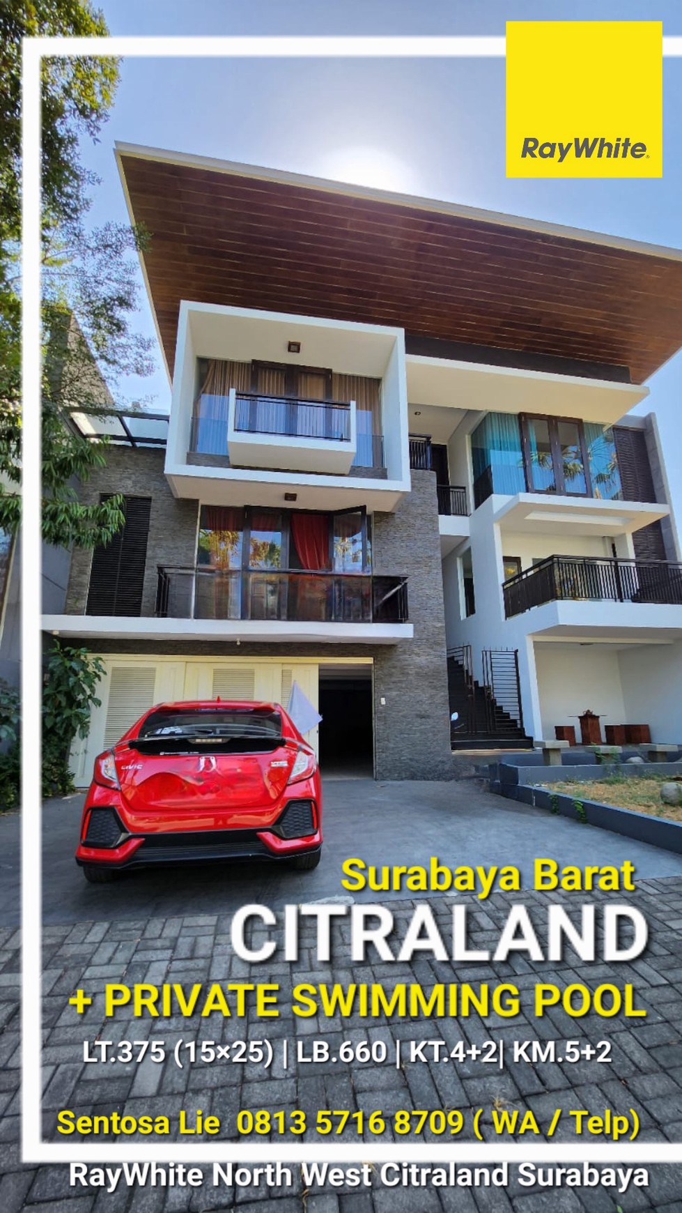 Dijual Rumah Citraland PRIVATE POOL TerDEPAN Dekat GWALK, UNESA