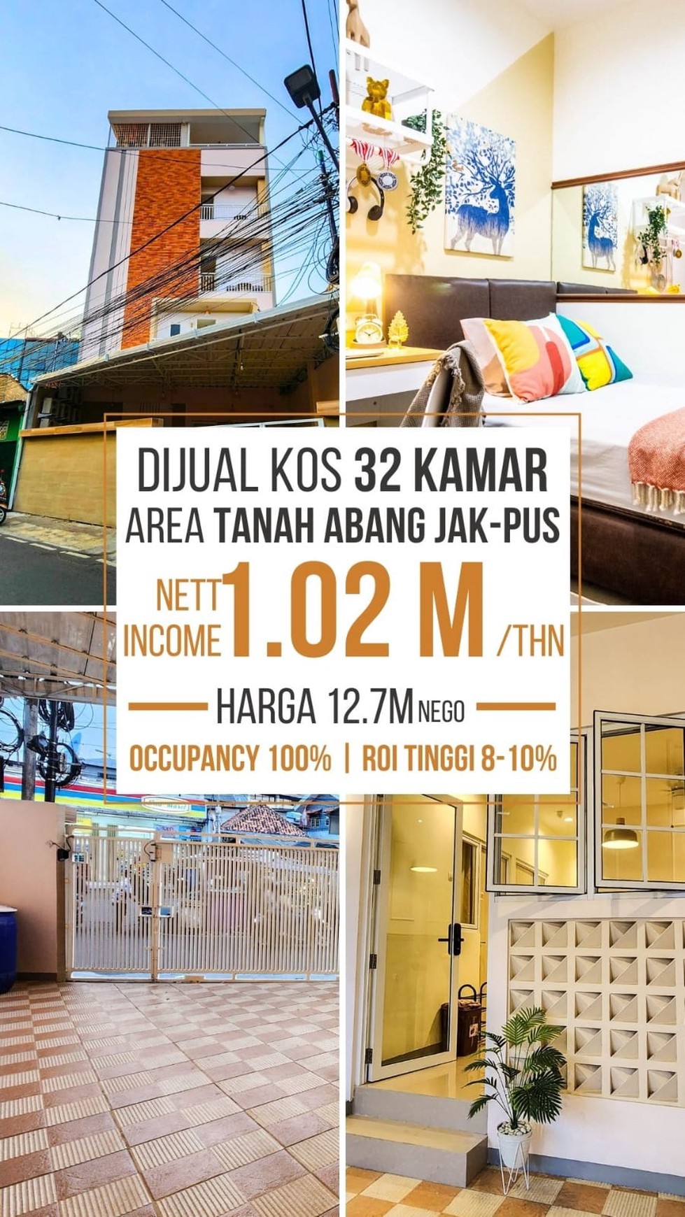 Kos2an Ekslusif 32 kamar di Kebon Kacang, Jakarta Pusat, dekat Plaza Indonesia  ROI 8-10%, good invest!