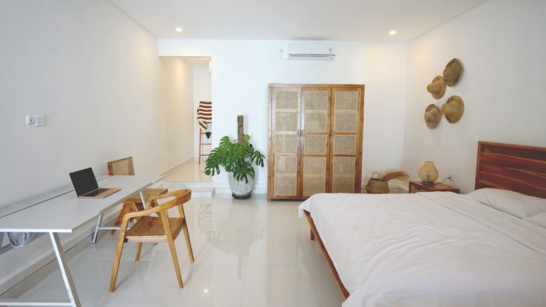 For Sale Leasehold - White villa joglo style with rice field views Canggu