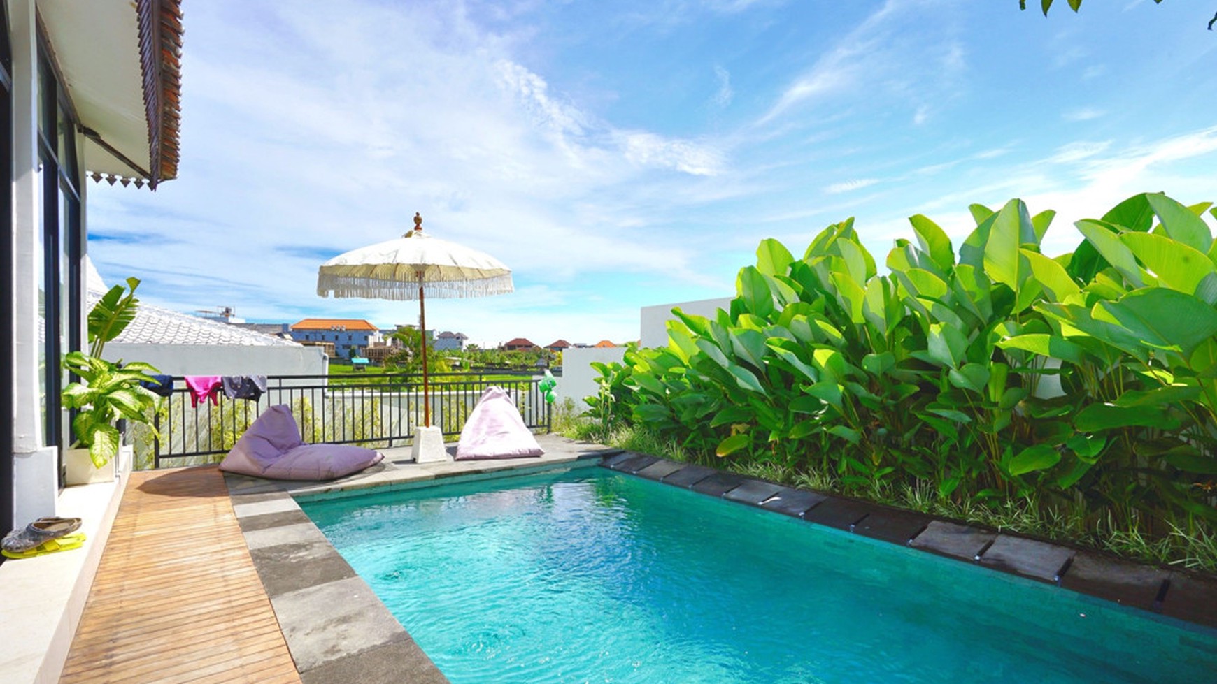 For Sale Leasehold - White villa joglo style with rice field views Canggu