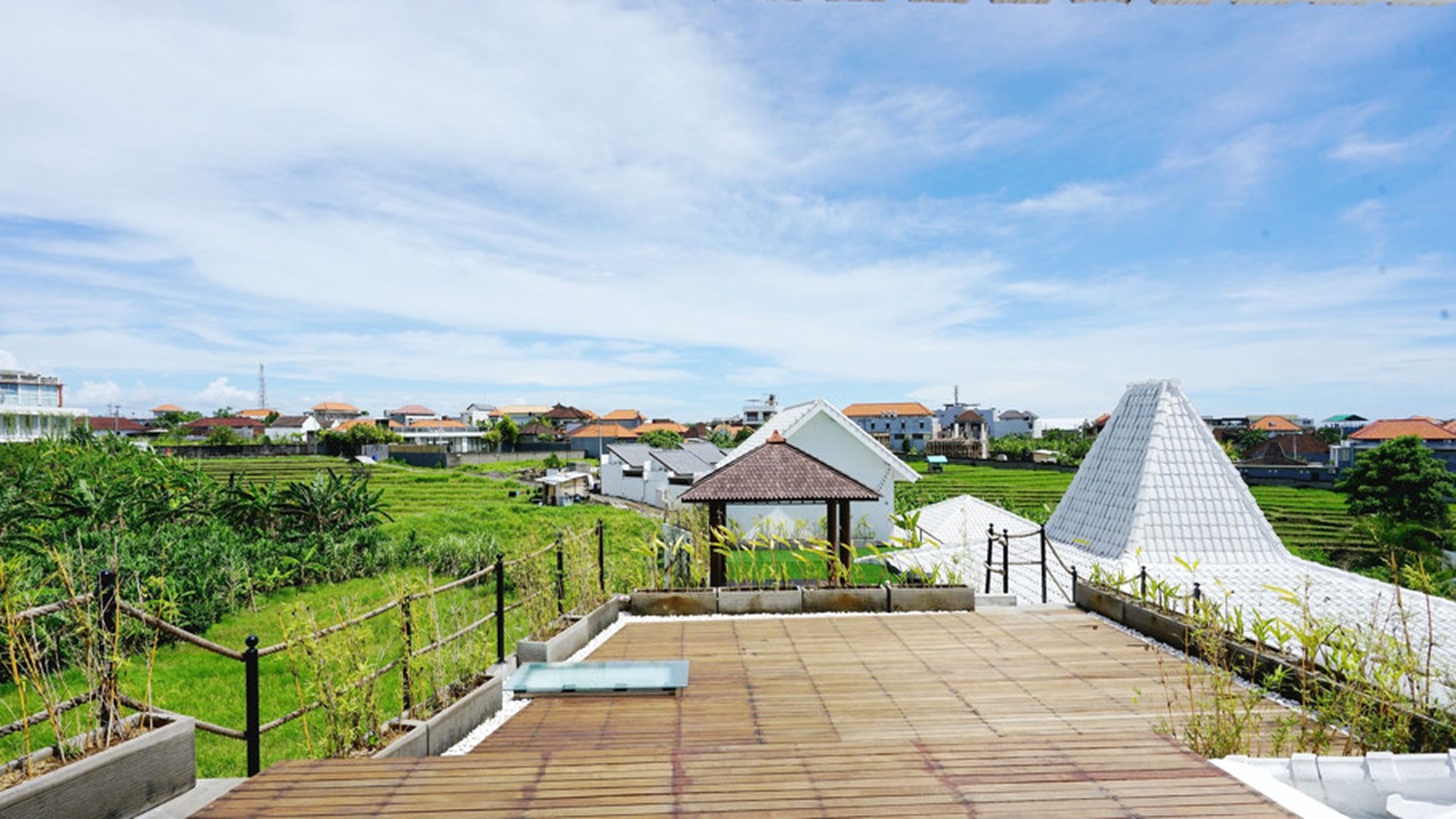 For Sale Leasehold - White villa joglo style with rice field views Canggu