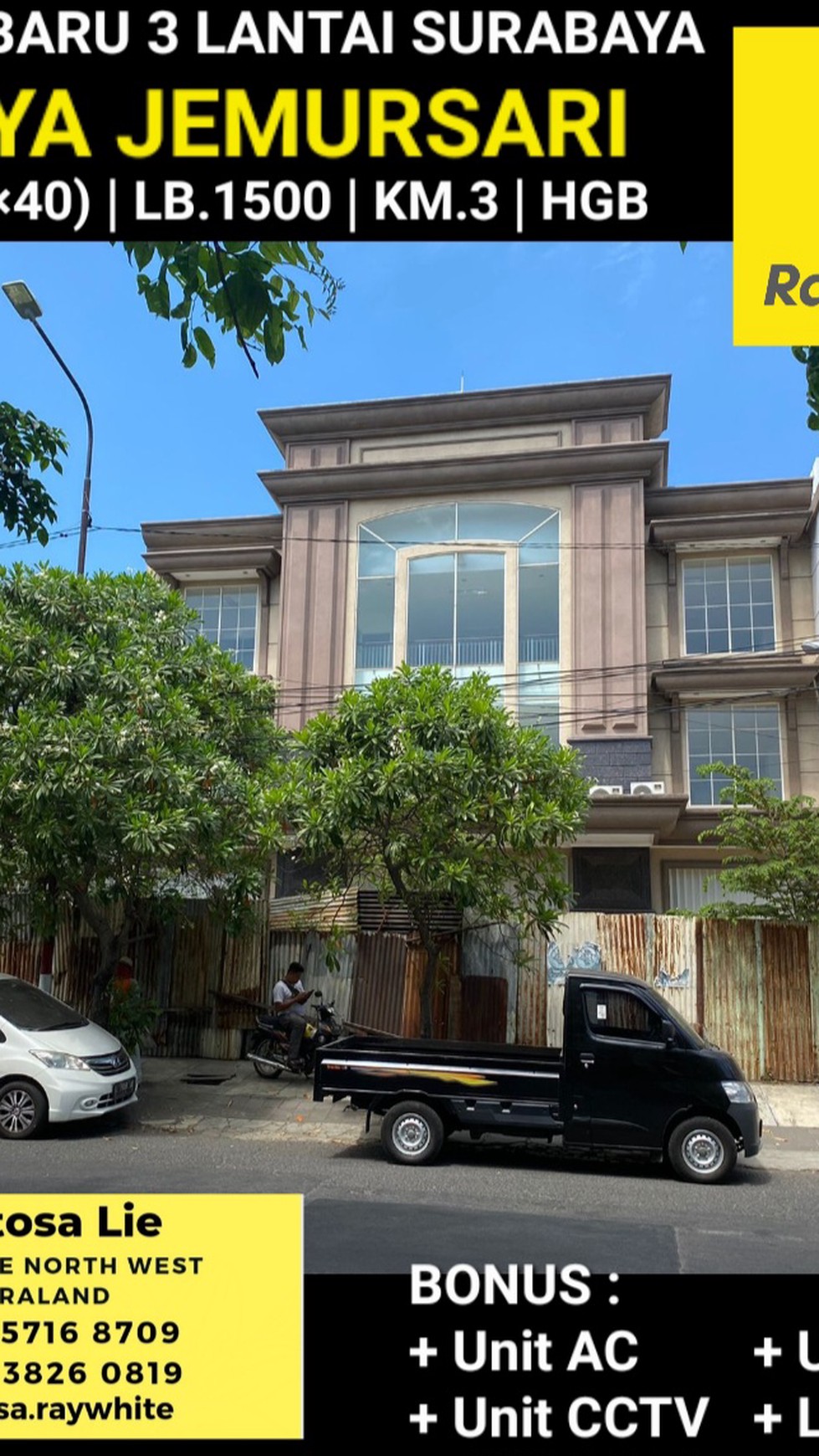 Dijual Gedung Raya Jemursari - Surabaya - Baru Modern 3 Lantai PLUS LIFT , CCTV, Lampu - STRATEGIS Lokasi 