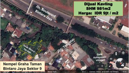 Kavling Siap Bangun Di Jl Yaspatar Pondok Aren Tangerang Selatan