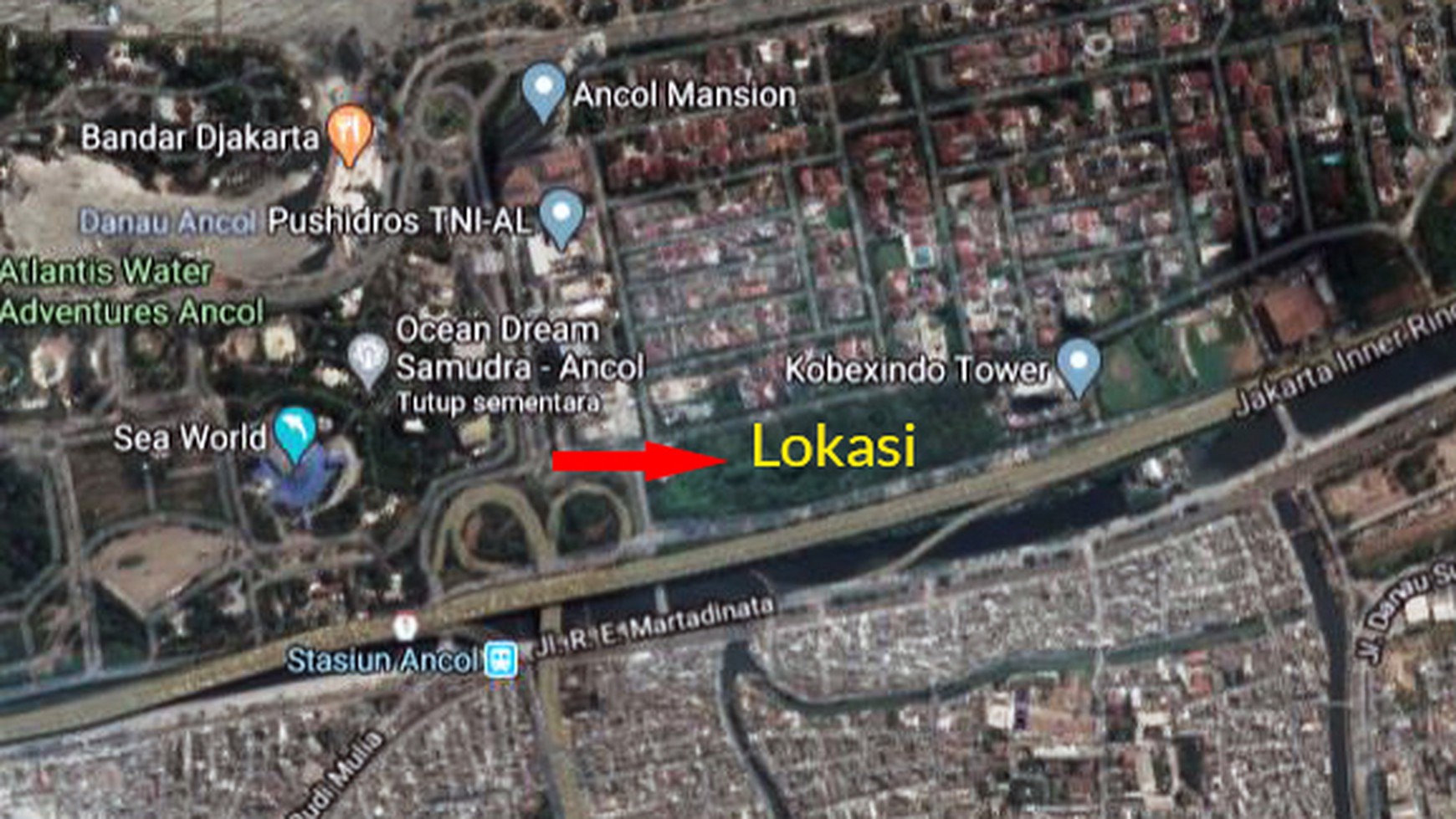Tanah komersial 8000 m2 di Jl. R.E. Martadinata - Ancol - Jakarta Utara