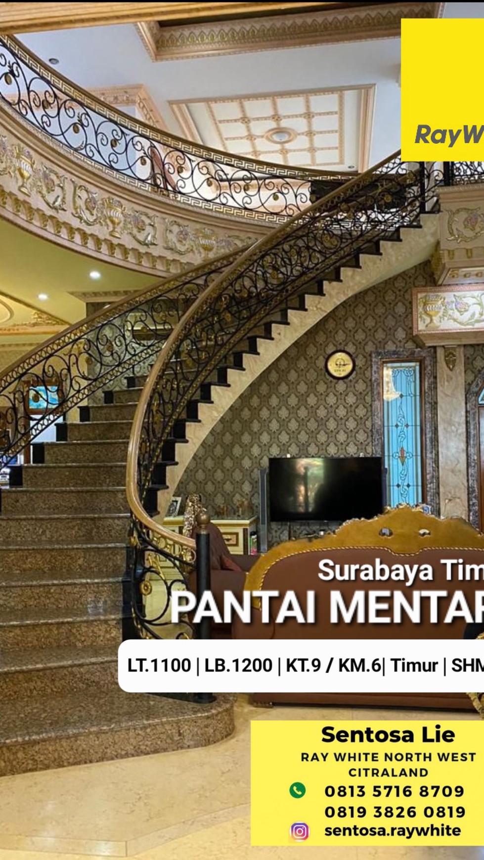 Dijual Rumah Mewah Pantai Mentari - Kenjeran - Surabaya Timur - Luas 1100 m2 Plus PRIVATE pool Garasi masuk 10 Mobil