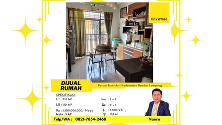 Rumah 3+1 di Perum Bumi Asri Kedamaian
