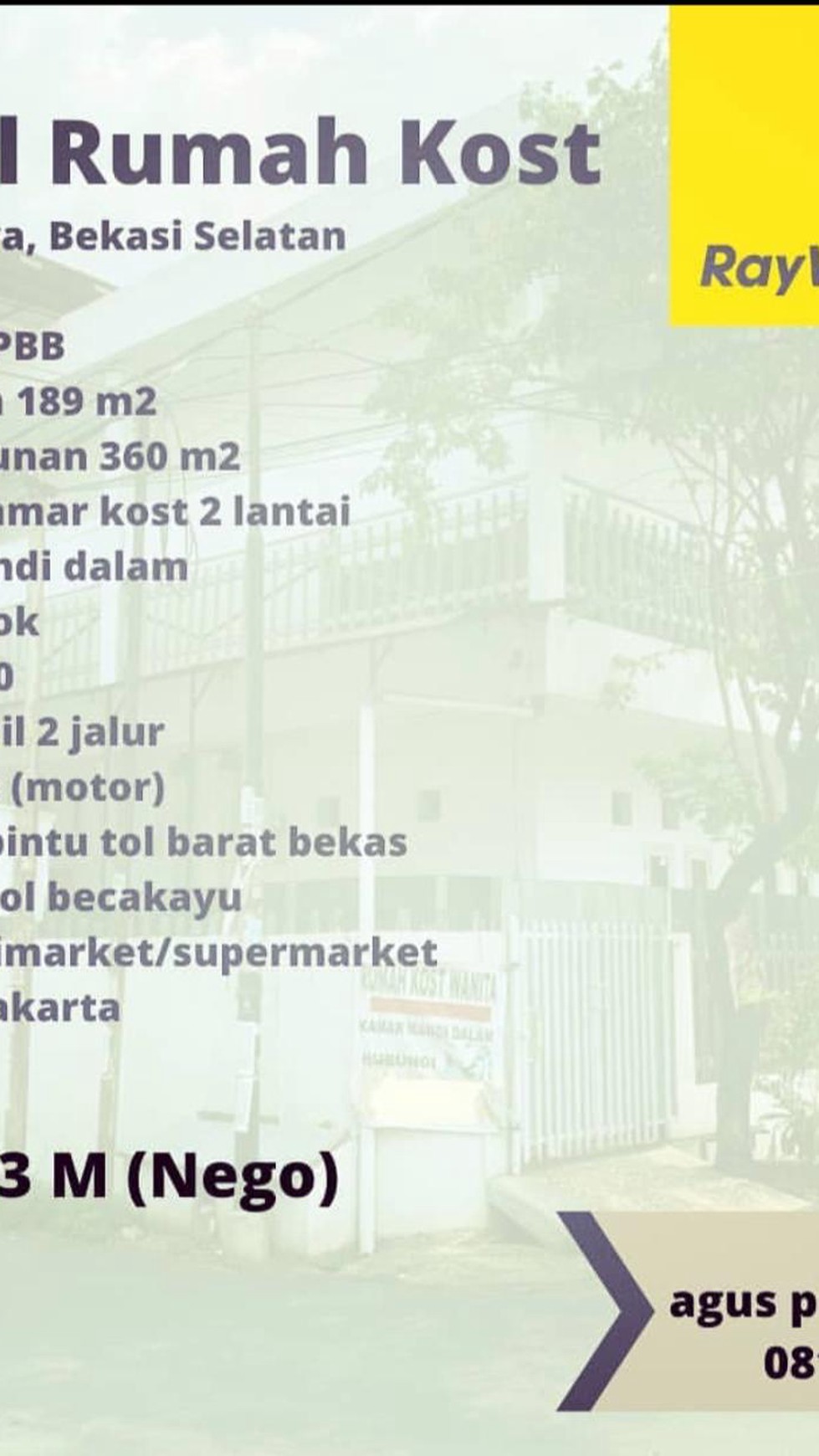 Dijual Kosan Bekasi Selatan